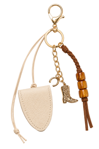 Porte-clés en cuir PU avec pendentif, breloque de sac, anneau de clés en corde tressée, pendentif lettre avec accents métalliques et perlés pour la décoration de sacs DIY - Product Image 2