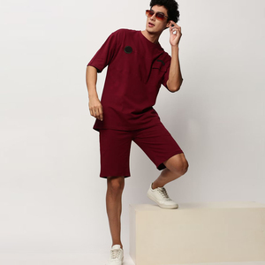 Ensemble d'été pour homme à imprimé uni, nouveau modèle d'été, ensemble décontracté pour homme, ensemble court tendance, t-shirt et short à taille élastique - Product Image 4