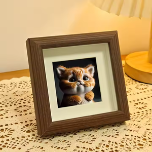 Handmade Fashionable Lightweight Mini Picture <b>Frame</b> Set Creative Rustic Wood Photo Stand Square Gravure Printed Box Home Decor - Product Image 4