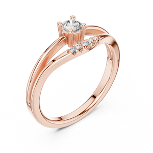 Anillo de Compromiso de Lujo con Moissanita de Corte Redondo, Anillo Nupcial de Aleación de Oro Rosa de 18K con Engaste de Puntas y Tallo Dividido para Mujer - Product Image 2