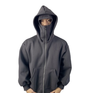 Masque intégral personnalisé pour hommes Sweats à capuche avec fermeture éclair Fabricants Hommes Street Wear Sweats à capuche avec visage masqué Basics Coton mélangé - Product Image 3