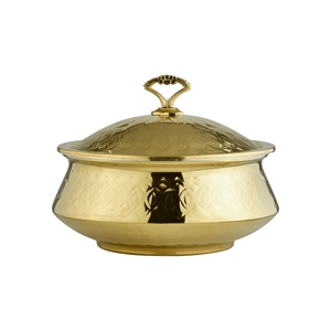 Gold Finish Stainless Steel Chafing Dish with Lid Round Buffet <b>Server</b> Polished <b>Food</b> Warmer for Catering - Product Image 5