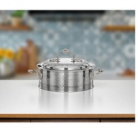 Plat de service rond élégant en acier inoxydable argenté, avec couvercle, idéal pour les réceptions, mariages et la décoration intérieure – Vente chaude