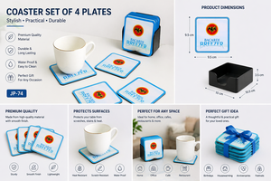 Ensemble de sous-verres promotionnels personnalisés en bois massif de luxe (6 pièces) avec support pour la fête des mères et Noël - Product Image 2