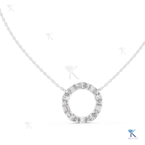 Collar con colgante de diamante cultivado en laboratorio, corte princesa radiante, en oro macizo de 14K y 18K, proveedor mayorista de joyería - Product Image 2