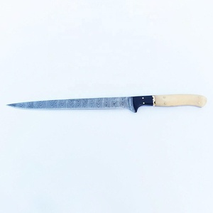 Custom Handmade Damascus Fillet Knife with Bone Handle Fixed Blade Fishing Knife Outdoor <b>Camping</b> Survival Knife - Product Image 4