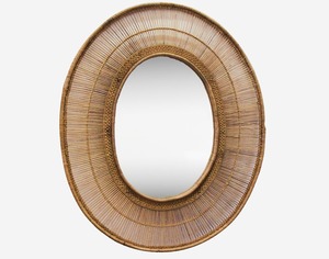 Stylish Oval Rattan Wall <b>Mirror</b> Natural Woven Frame Ideal For Bedroom Living Room And Entryway Boho Interior Decor From India - Product Image 2