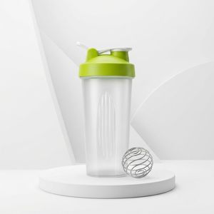 Bouteille shaker protéinée ronde en HDPE 600 ml, gobelet shaker en plastique transparent avec boule mélangeuse et couvercle à clapet pour la nutrition sportive, usine du Vietnam - Product Image 2