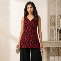 Kurti pour femme en jacquard de créateur, en georgette brodée et ornée de sequins, coupe droite, pour tous les jours et les occasions festives
