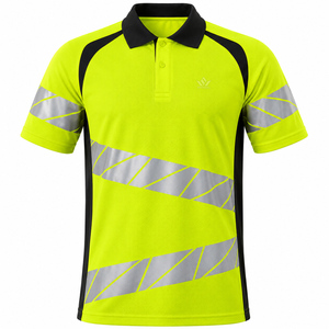 Men's Women's High Visibility Reflective <b>Polo</b> Shirt Long Sleeve Fluorescent Safety Workwear Seamless Fusing Breathable Polyester - Product Image 3