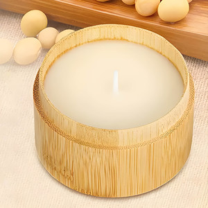 Bougies parfumées relaxantes dans des pots en bambou de style unique, dans des tubes en bambou naturel avec couvercle - Product Image 1