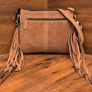 Sac à bandoulière en cuir suédé repoussé à la main pour femmes sac à main en cuir véritable occidental sac à main en cuir de vachette bohème - Product Image 5