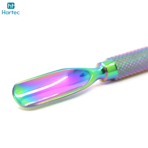 Newest Rainbow Coating High-Precision Dual-Ended Good Supplier With Textured Handle Professional Nail Cuticle Pusher <b>Tool</b> - Product Image 4