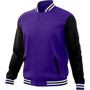 Custom Men's Varsity <b>Jacket</b> with Wool Sleeves <b>Winter</b> Stand Collar Patchwork Cartoon Geometric Design - Product Image 3