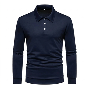 Polo de Manga Larga para Hombre, 100% Algodón de Primera Calidad, Tejido Transpirable, Cómodo, Informal, para Negocios, de Alta Calidad - Product Image 1