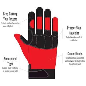 Gants de travail industriels renforcés anti-choc pour la protection des mains, compatibles écran tactile, en cuir pour mécaniciens - Product Image 2