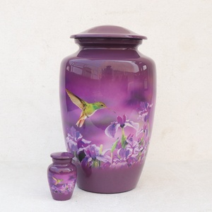 Guci Kremasi Burung Kolibri Ungu Evana untuk Penyimpanan Abu Jenazah Dewasa, Aluminium Tahan Lama, Cetak yang Dapat Disesuaikan dengan Perlindungan Enamel - Product Image 2