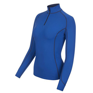 Women's Blue <b>Long</b> <b>Sleeve</b> Riding <b>Base</b> <b>Layer</b> Polyester Spandex Quick Dry Technical Fabric for Equestrian Use - Product Image 1