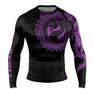 เสื้อแรชการ์ด OEM แบบกำหนดเองได้ สำหรับทุกเพศ UPF 50 สำหรับกีฬากลางแจ้ง ป้องกันรังสียูวี ระบายอากาศ ป้องกันกลิ่น ผลิตจากโพลีเอสเตอร์แบบรัดรูป ขายส่ง OEM UPF 50 - Product Image 2