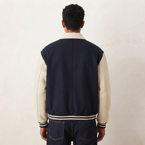 Custom Made Wool Varsity <b>Jacket</b> for <b>Men</b> with navy blue Chenille Embroidery 2026 - Product Image 4
