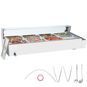 Scaldavivande Elettrico Commerciale a 8 Vasche 8 x 8QT 1700W in Acciaio Inossidabile, Attrezzatura per Buffet e Mantenimento Caldo - Product Image 1