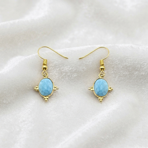 Ratnarachit Wire Wrapped Turquoise Gold Plated Brass Minimalist Pear <b>Earrings</b> Women's Gift Jewelry - Product Image 1