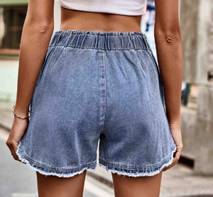 Shorts de Mezclilla Elásticos de Cintura Alta para Mujer, con Cierre de Cordón, Shorts Casuales de Verano para Adolescentes - Product Image 5