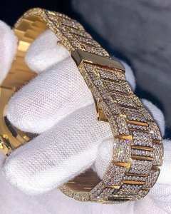 Montre BOJ P.P.009 pour homme, affichage analogique classique, baguette en moissanite, bracelet en alliage, boîtier plaqué or rose 20 mm, verre 41 mm - Product Image 5