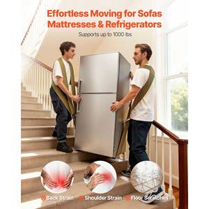 2-Person 1000 Lbs Lifting <b>Moving</b> System Adjustable Shoulder <b>Straps</b> Load-Bearing <b>Strap</b> 2 Harness <b>Straps</b> for <b>Moving</b> Furniture - Product Image 2