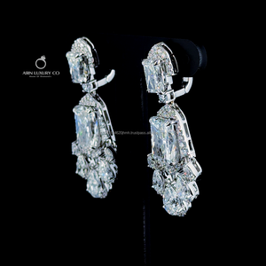 Radiant Cut & Pear Shape Diamond Drop Earrings, Bridal Chandelier Style, Luxury Crystal Dangle, Wedding Jewelry Gift for Women - Product Image 2