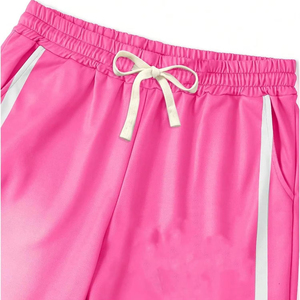 Pantalon de jogging rose personnalisé pour homme avec patch étoile, coupe ample, style urbain, à rayures latérales et jambe large - Product Image 2
