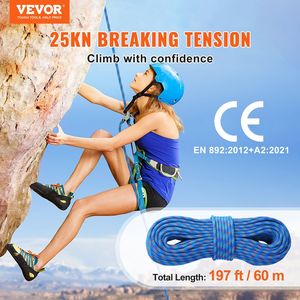 Cuerda de Escalada Dinámica de 10.2mm, 60M (197 pies), para Exteriores, 25KN de Tensión de Rotura, Fibra Elástica, Accesorio de Equipo de Escalada de Acero - Product Image 2