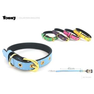 Yommy <b>Pet</b> <b>Collar</b> Solid Color PU Imitation Gold Buckle 45cm For Dogs Cats - Product Image 1