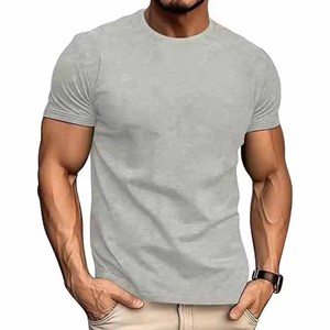 T-shirts pour hommes en coton à manches courtes, col rond, coupe classique, t-shirts en coton pour hommes en gros - Product Image 1