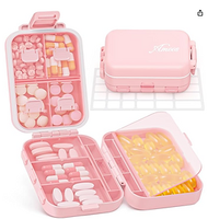 Boîte à pilules compacte en plastique à 8 compartiments, facile à ouvrir, format mini, double couche, portable, organiseur de pilules pour 7 jours par semaine
