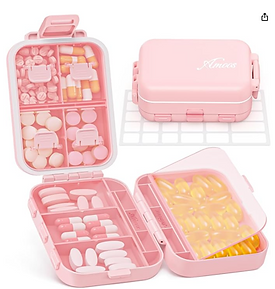 Compact <b>Plastic</b> 8 Compartments Easy-to-Open Vitamin Mini Size Double-layered Portable Pill Box Organizer 7 Days a Week - Product Image 6