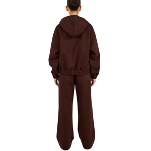 Ensemble de survêtement à capuche zippé pour femme, haut à manches longues et pantalon droit à taille élastique, tenue décontractée deux pièces - Product Image 2