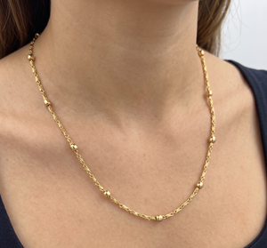 DIVYORO สร้อยคอแบบโซ่ลูกปัดชุบทอง 22k สำหรับผู้หญิง - Product Image 3