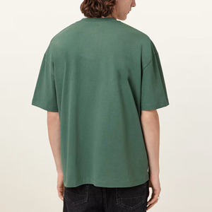 Men's Green O-Neck Short Sleeve T-<b>Shirt</b> With <b>Flame</b> Brand Print Regular Fit Casual Style Jersey Knitted Cotton - Product Image 2