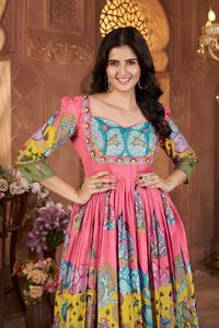 Vestido Occidental de Verano 2026, Nuevo, Moderno, Casual, con Estampado Floral Digital, para Mujer, Talla Grande, Cuello Redondo, Tela Muselina Estampada, Mangas 3/4 - Product Image 5