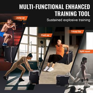 3-in-1 Plyometric Jump Box 24/20/16 Inch Wooden Agility Platform Anti-Slip Fitness Exercise <b>Step</b> for Indoor <b>Gym</b> Use - Product Image 5