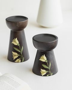 Durable Handmade Wood Driftwood Candle Holders Custom Print-Unique Style for Home Living Room Christmas <b>Black</b> Wood <b>Candlesticks</b> - Product Image 4