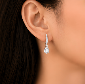 Lab Grown Diamond Hoop Drop <b>Earrings</b> | Pear Shape Dangle <b>Earrings</b> | Luxury <b>Fine</b> Jewelry for Women - Product Image 5