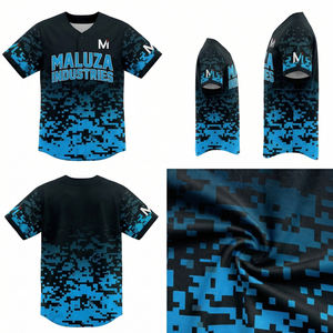 Camiseta de Béisbol Estilo Streetwear, Camuflaje Digital Verde Neón, Ropa Deportiva para Equipos Atléticos, MALUZA INDUSTRIES - Product Image 6