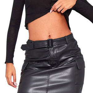 Faible MOQ, créez vos propres jupes en cuir, différents styles, vêtements de mode, jupes en cuir pour femmes - Product Image 6