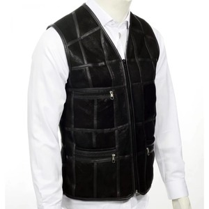 Gilet en cuir tendance pour homme, respirant, coupe-vent, imperméable et anti-UV, pour club moto. - Product Image 2
