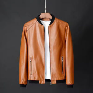 Premium Men's Real Lambskin <b>Leather</b> <b>Winter</b> Racer <b>Jacket</b> with Sheep Fur Trim Classic Slim Fit Genuine <b>Leather</b> Outerwear - Product Image 5