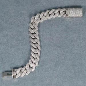 Pulsera de Cadena de Plata 925 de Lujo con Diamantes, Corte Brillante Redondo, Engaste Pavé, para Uso Diario Masculino - Product Image 2