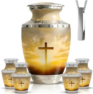 Urna Funeraria Blanca con Diseño de Atardecer en la Montaña, Recipiente para Cenizas de Adultos, Urna Conmemorativa para Cenizas Humanas - Product Image 3