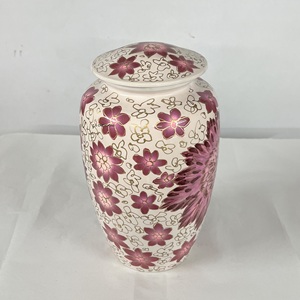 Urnes funéraires peintes à la main de haute qualité, urne en aluminium rose personnalisée pour le stockage des cendres humaines, stockage des cendres funéraires en métal. - Product Image 3